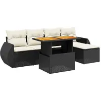 vidaXL Loungegrupp med dynor 6 delar svart konstrotting