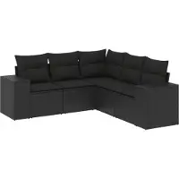 vidaXL 5-Cz. Uteset, Dynor, Svart PE-rotting
