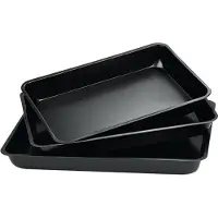 King Hoff Varle: bakformar, 3-pack, rektangulära, svart marmor 37x26x3,5 cm, kinghoff, kh-4199