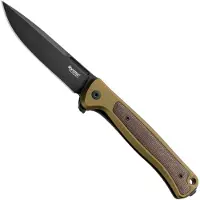 Lionsteel Skinny Solid SK01A GB Green Aluminium Green Canvas Micarta inlay, Blackwashed pocket knife, Molletta design