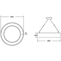 Brumberg Pendellampa Biro Circle Ring, dimbar, Vitt / opal, Arbetsrum / kontor, Aluminium / grå / zink, Modern