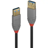 Lindy USB-kabel USB 3.2 Gen1 USB-A kontakt, USB-A uttag 1.00 m Svart guldpläterad kontakt 36761