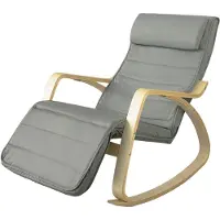SoBuy Modern gungstol med fotpall, Loungestol, Testad för 150 kg, Grå, FST16-DG
