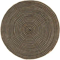 vidaXL Mattor - - Spirale Svart - Flätad jute - Diameter 90 cm - Handgjord