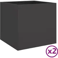 vidaXL Odlingslådor 2 st svart 49x47x46 cm kallvalsat stål