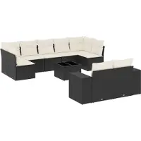 vidaXL Loungegrupp 10 delar med svarta dynor konstrotting