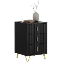 SoBuy Nattduksbord med 3 lådor Soffbord Sidobord Sängbord FBT115-L-SCH