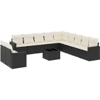 vidaXL Loungegrupp med dynor 12 delar svart konstrotting