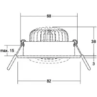 Brumberg Downlight BB34, Svart, Vardagsrum / matsal, Aluminium / grå / zink, Downlights