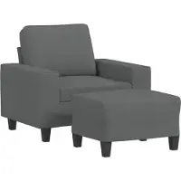vidaXL Fåtölj med fotpall mörkgrå 60 cm tyg