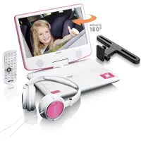Lenco DVP-910, Bärbar DVD-spelare, Cabriolet, Svart, Rosa, CD, DVD, 22,9 cm (9), TFT