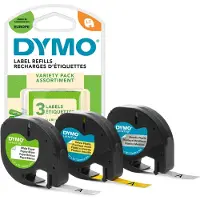 Dymo S0721800 Märkband Set 3 st Bandfärg: Hypergul, Silver, Vit Skriftfärg: Svart 12 mm 4 m