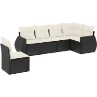 vidaXL Loungegrupp med dynor 6 delar svart konstrotting