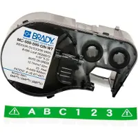 Brady MC-500-595-GN-WT vinyltejp | vit text - grön tejp | 12,7mm x 7,62m (original)