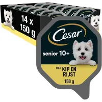 Cesar Senior 10+ med kyckling och ris i gelé våtfoder hund (bägare)