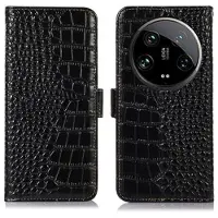 Mtp Products Xiaomi 14 Ultra Crocodile Serie Läder Plånboksfodral med RFID - Svart