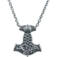 Northern Viking Jewelry Vegvisir Thor's Hammer hänge NVJ-H-RS023