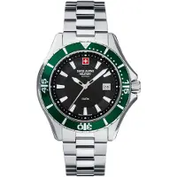 Swiss Alpine Military By Grovana Nautilus Black Dial Quartz 7040.1134 100M herrklocka svart