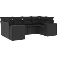 vidaXL Loungegrupp med dynor 6 delar svart konstrotting