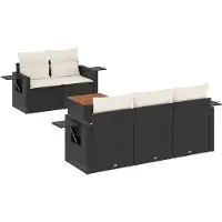 vidaXL Loungegrupp med dynor 6 delar svart konstrotting