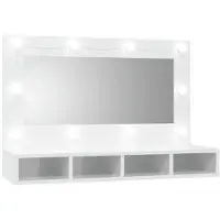 vidaXL Spegelskåp med LED vit högglans 90x31,5x62 cm Vit