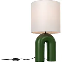 QAZQA Design bordslampa grön med vit linneskärm - Lotti