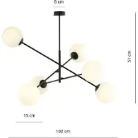 Emibig Taklampa Linear LIGHTING, dimbar, Svart, Vardagsrum / matsal, Metall, Modern, Taklampa