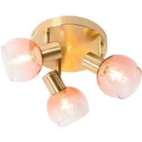 QAZQA Smart takspotlight guld med rosa glas inkl 3 Wifi P45 - Vidro