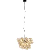 QAZQA Smart pendellampa svart med bärnstensglas inkl 8 WiFi G9 - Uvas