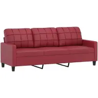 vidaXL 3-sitssoffa vinröd 180 cm konstläder