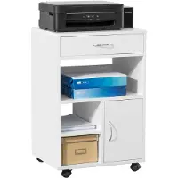 SoBuy Soffbord, Förvaringsbord, Avlastningsbord, Rullbord, med hjul, vit, FBT106-W