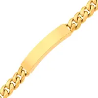 Ace of Spades IP-guldpläterad pansararmband med platta Miami Cuban 10 mm SSB-8411PGP/22cm