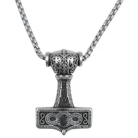 Northern Viking Jewelry NVJRS090 Eternity Knotwork Thor's Hammer halsband