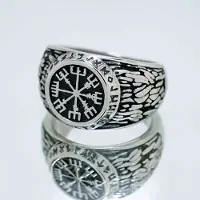 Northern Viking Jewelry Rune Vegvisir ring NVJSO021-190