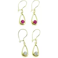 None Örhänge i 14k guld PK2-33 fuchsia zirkonia