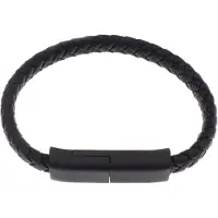 Silver Bar USB-laddnigskabel-armband svart för iPhone 18,5 cm 2281