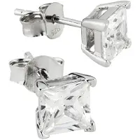 Silver Bar fyrkatigt zirkonin örhängen klar 4x4 mm 3468