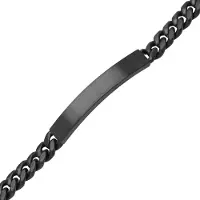 Ace of Spades svart borstat pansararmband med platta Miami Cuban 8 mm SSB-8411-8PBK/21cm