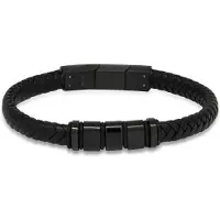 Ace of Spades svart armband läder/stål SSLB-103B