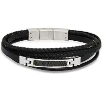 Ace of Spades svart armband läder/stål SSLB-112
