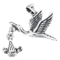 Silver Bar Stork baby berlock 8683