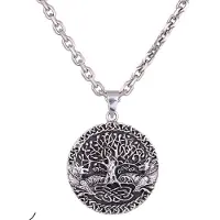 Northern Viking Jewelry Tree Of Life With Fenrir silver berlock NVJ-H-RS070