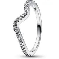 Pandora Timeless Ring Stackable Sparkling Wave Ring Sterling silver ring 192539C01-56