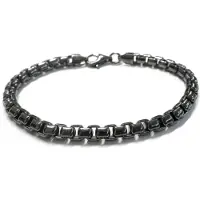 Lykken silver svart rhodinerat venetiansk armband 19,5 cm 5,3 mm