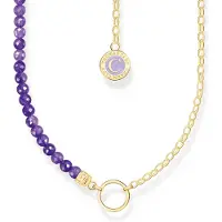Thomas Sabo Charm Club Charmista violet beads yellow-gold plated halsband KE2190-427-13-L45v