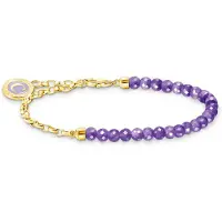 Thomas Sabo Charm Club Charmista violet beads yellow-gold plated armband 17 cm A2130-427-13-L17v