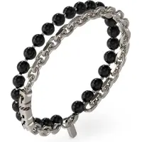 GUESS Edgy Double silver och svartfärgat onyxarmband JUMB04051JWSTBKL