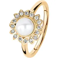 Kohinoor Swan guldring med pärla och diamanter 033-434-08-185