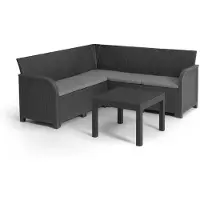 You do it Salon de jardin - résine aspect rotin tressé- Allibert by KETER - 5 personnes - SanRemo - Gris graphite grå
