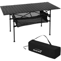 ECD-Germany Hopfällbart campingbord 118x55x64,5 cm svart aluminium Hauki